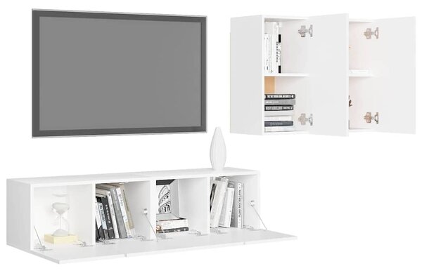 4dílný set TV skříněk bílý kompozitní dřevo 3078685