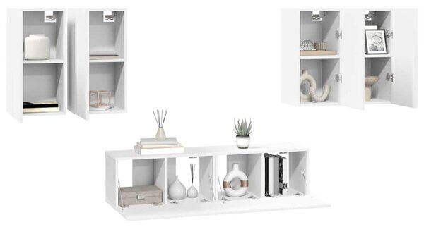6dílný set TV skříněk bílý kompozitní dřevo 3078679