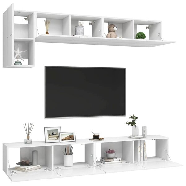 5dílný set TV skříněk bílý kompozitní dřevo 3078694