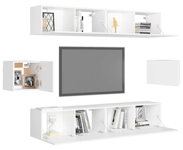 6dílný set TV skříněk bílý kompozitní dřevo 3078683