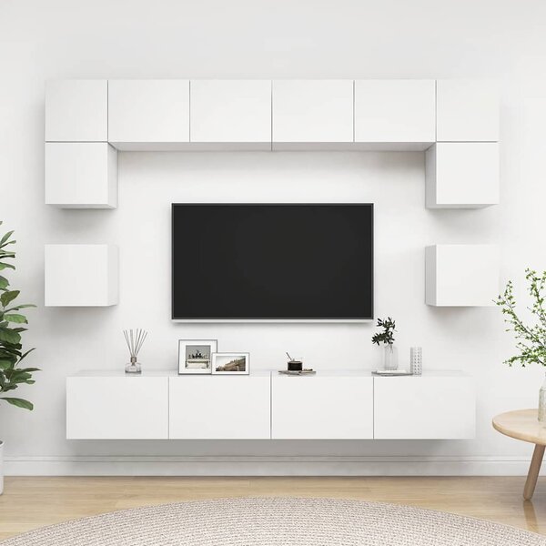 8dílný set TV skříněk bílý kompozitní dřevo 3078692