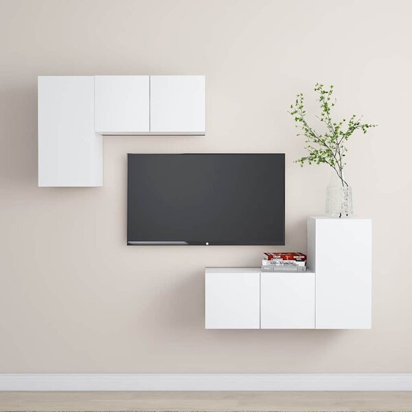 4dílný set TV skříněk bílý kompozitní dřevo 3078688