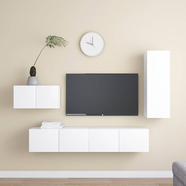 4dílný set TV skříněk bílý kompozitní dřevo 3078678