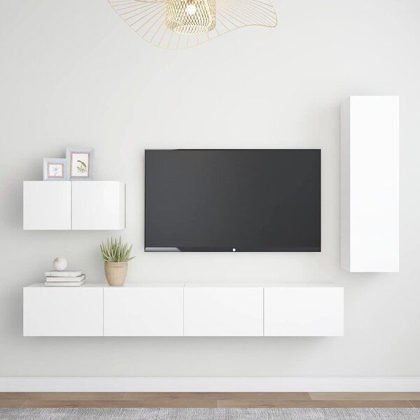 4dílný set TV skříněk bílý kompozitní dřevo 3078676