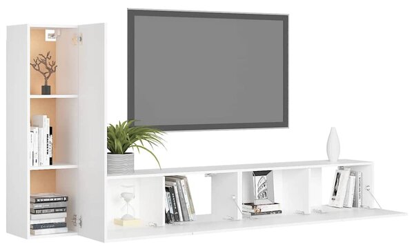 3dílný set TV skříněk bílý kompozitní dřevo 3078675