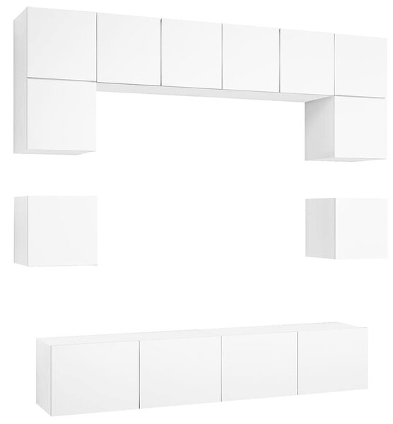 8dílný set TV skříněk bílý kompozitní dřevo 3078691