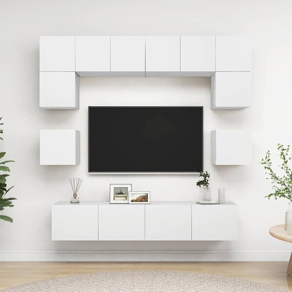 8dílný set TV skříněk bílý kompozitní dřevo 3078691