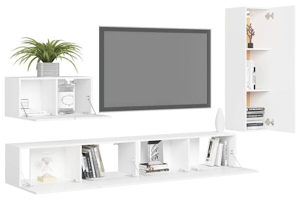 4dílný set TV skříněk bílý kompozitní dřevo 3078676