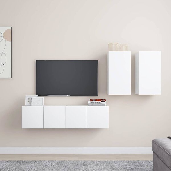 4dílný set TV skříněk bílý kompozitní dřevo 3078685