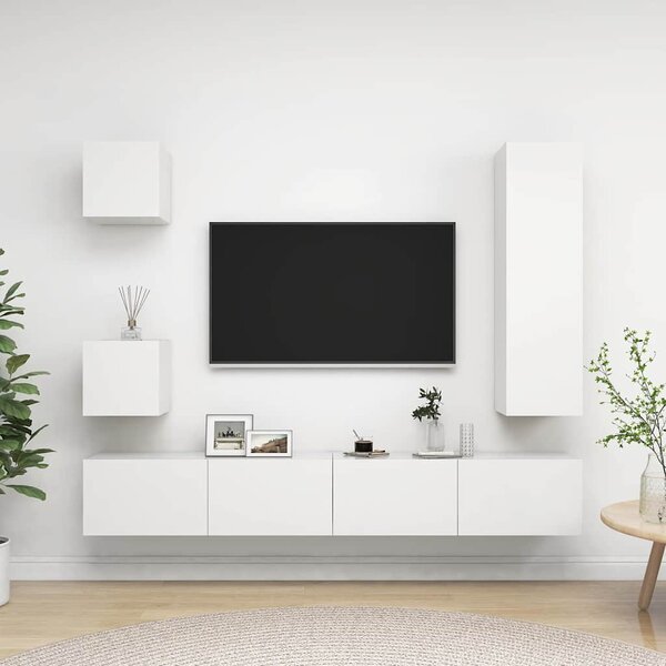 5dílný set TV skříněk bílý kompozitní dřevo 3078697
