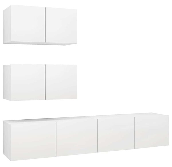 4dílný set TV skříněk bílý kompozitní dřevo 3078710