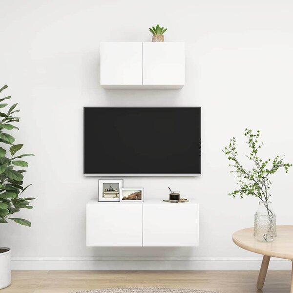 2dílný set TV skříněk bílý kompozitní dřevo 3078700