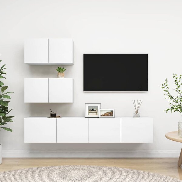 4dílný set TV skříněk bílý kompozitní dřevo 3078710