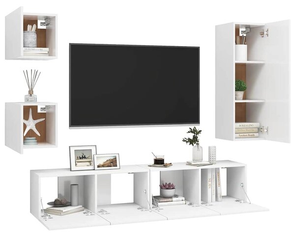5dílný set TV skříněk bílý kompozitní dřevo 3078696