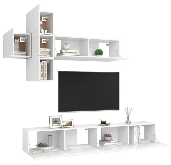 7dílný set TV skříněk bílý dřevotříska 3078709