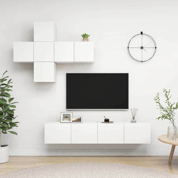 7dílný set TV skříněk bílý dřevotříska 3078707
