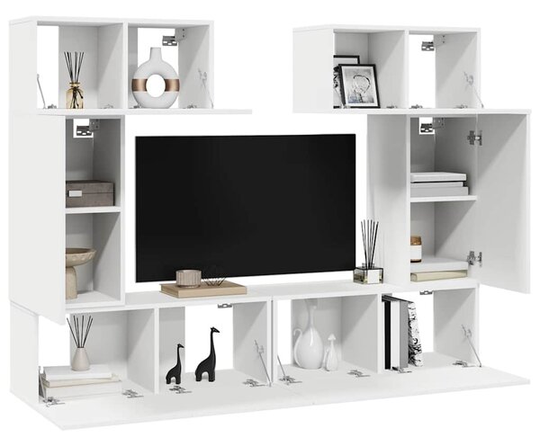 6dílný set TV skříněk bílý kompozitní dřevo 3078698