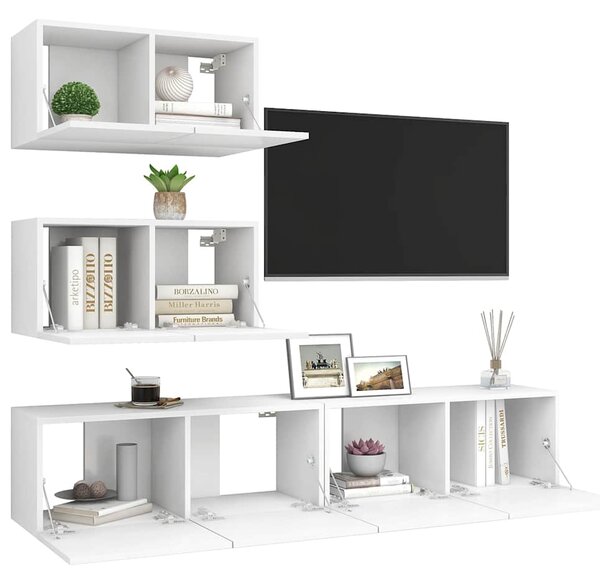 4dílný set TV skříněk bílý kompozitní dřevo 3078710