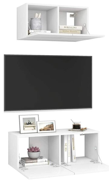 2dílný set TV skříněk bílý kompozitní dřevo 3078700