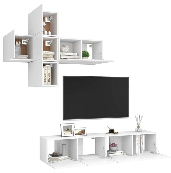 7dílný set TV skříněk bílý dřevotříska 3078707