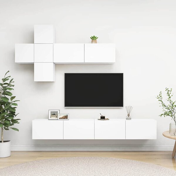 7dílný set TV skříněk bílý dřevotříska 3078709