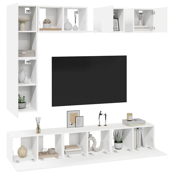 8dílný set TV skříněk bílý kompozitní dřevo 3078704