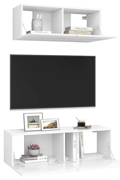 2dílný set TV skříněk bílý kompozitní dřevo 3078702
