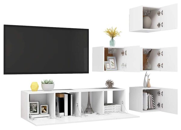 6dílný set TV skříněk bílý dřevotříska 3078720