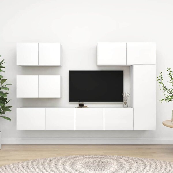 6dílný set TV skříněk bílý kompozitní dřevo 3078715