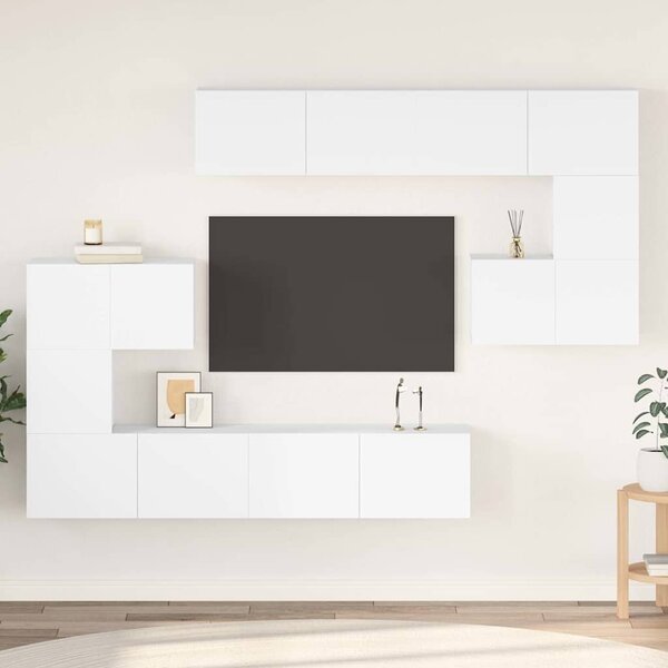 8dílný set TV skříněk bílý kompozitní dřevo 3078723