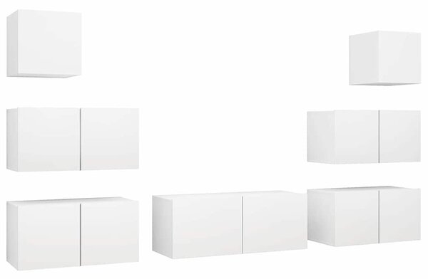 7dílný set TV skříněk bílý kompozitní dřevo 3078712