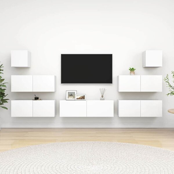 7dílný set TV skříněk bílý kompozitní dřevo 3078713