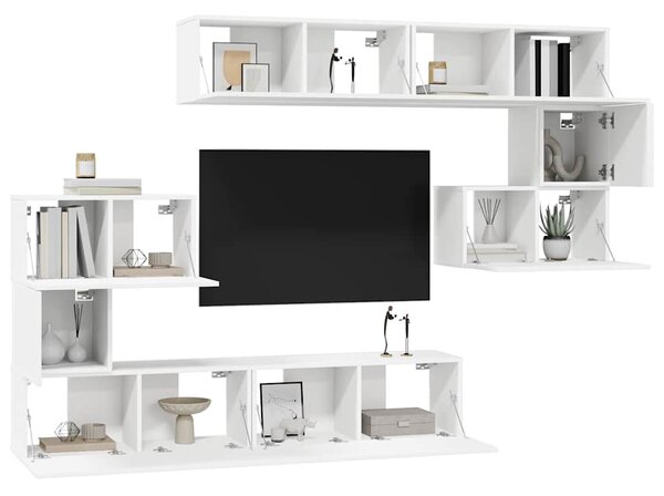 8dílný set TV skříněk bílý kompozitní dřevo 3078723