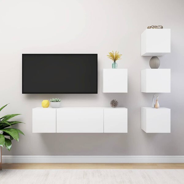 6dílný set TV skříněk bílý dřevotříska 3078720