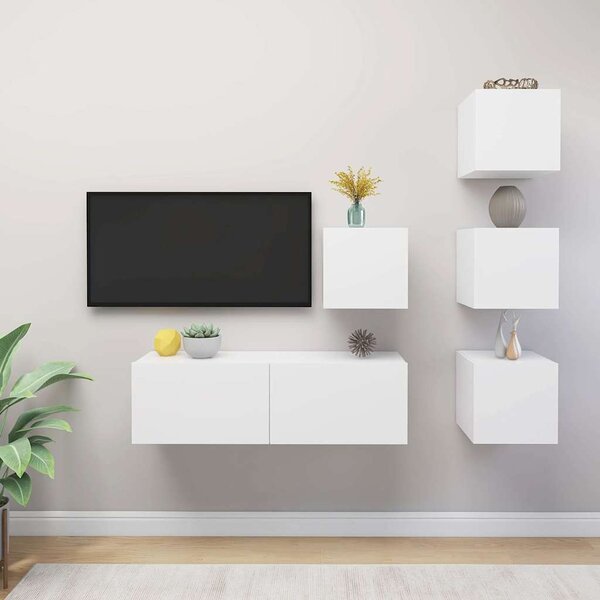 5dílný set TV skříněk bílý dřevotříska 3078722