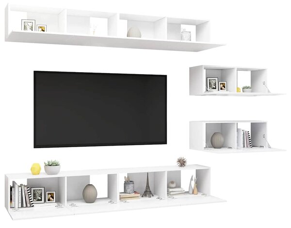 6dílný set TV skříněk bílý kompozitní dřevo 3078728