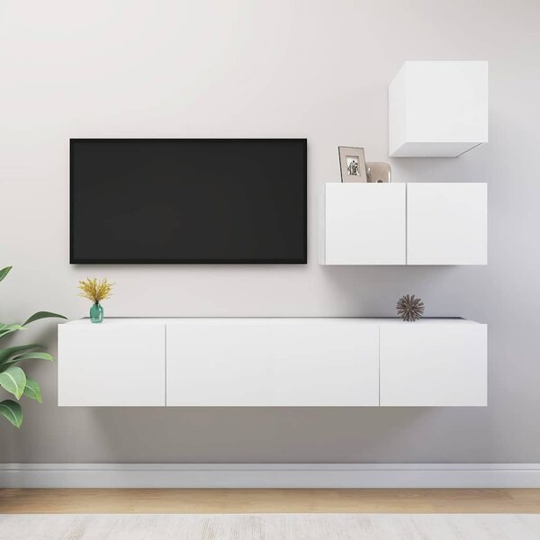 4dílný set TV skříněk bílý kompozitní dřevo 3078735