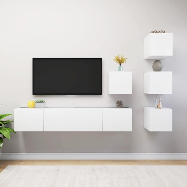 6dílný set TV skříněk bílý dřevotříska 3078721