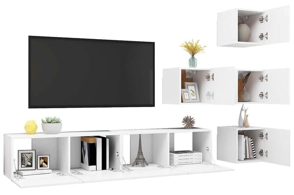 6dílný set TV skříněk bílý dřevotříska 3078721