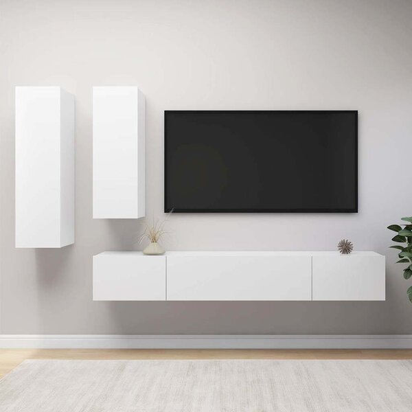 4dílný set TV skříněk bílý kompozitní dřevo 3078733