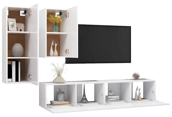 4dílný set TV skříněk bílý kompozitní dřevo 3078732