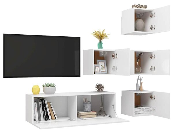 5dílný set TV skříněk bílý dřevotříska 3078722