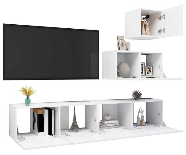 4dílný set TV skříněk bílý kompozitní dřevo 3078735