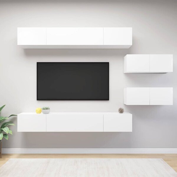 6dílný set TV skříněk bílý kompozitní dřevo 3078728