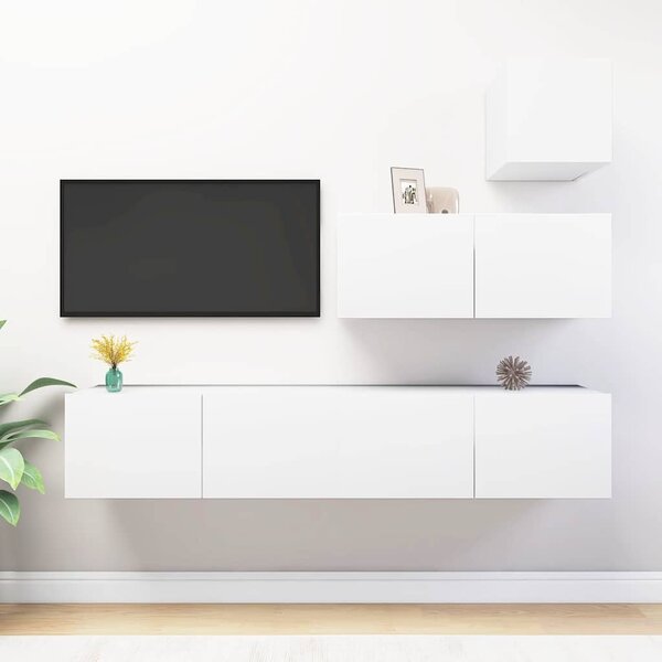4dílný set TV skříněk bílý kompozitní dřevo 3078736