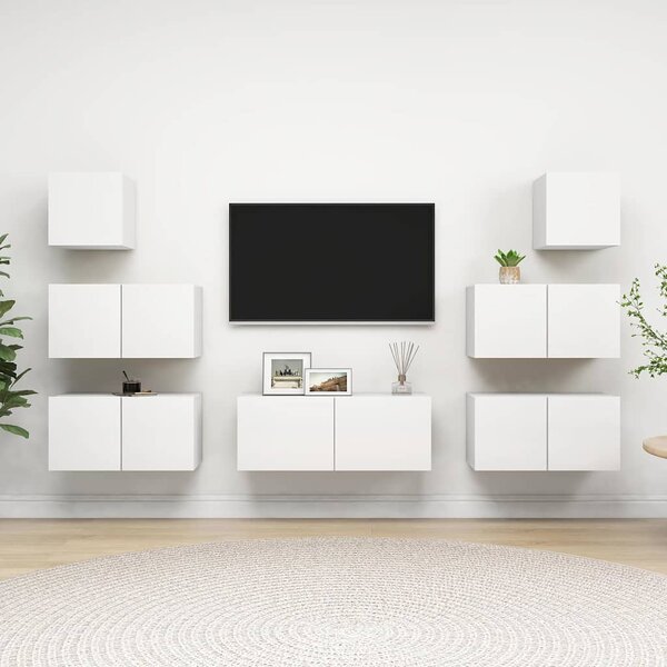 7dílný set TV skříněk bílý kompozitní dřevo 3078712