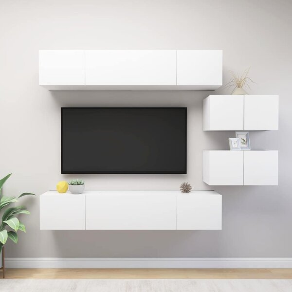 6dílný set TV skříněk bílý kompozitní dřevo 3078726