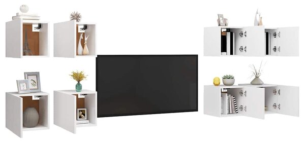 Nástěnné TV skříňky 8 ks bílé 30,5 x 30 x 30 cm 3078739