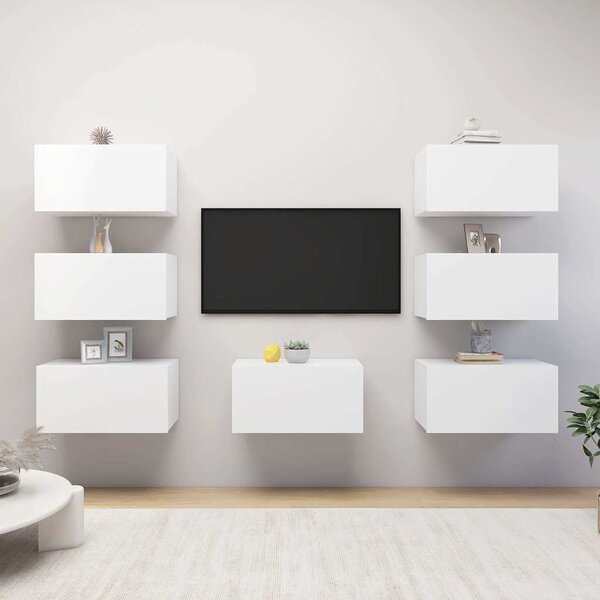 TV skříňky 7 ks bílé 30,5 x 30 x 60 cm kompozitní dřevo 3078743