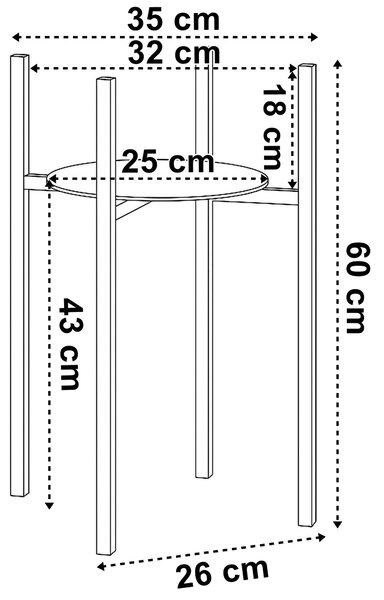 Loftový stojan na květiny TORRE 60 cm – černý